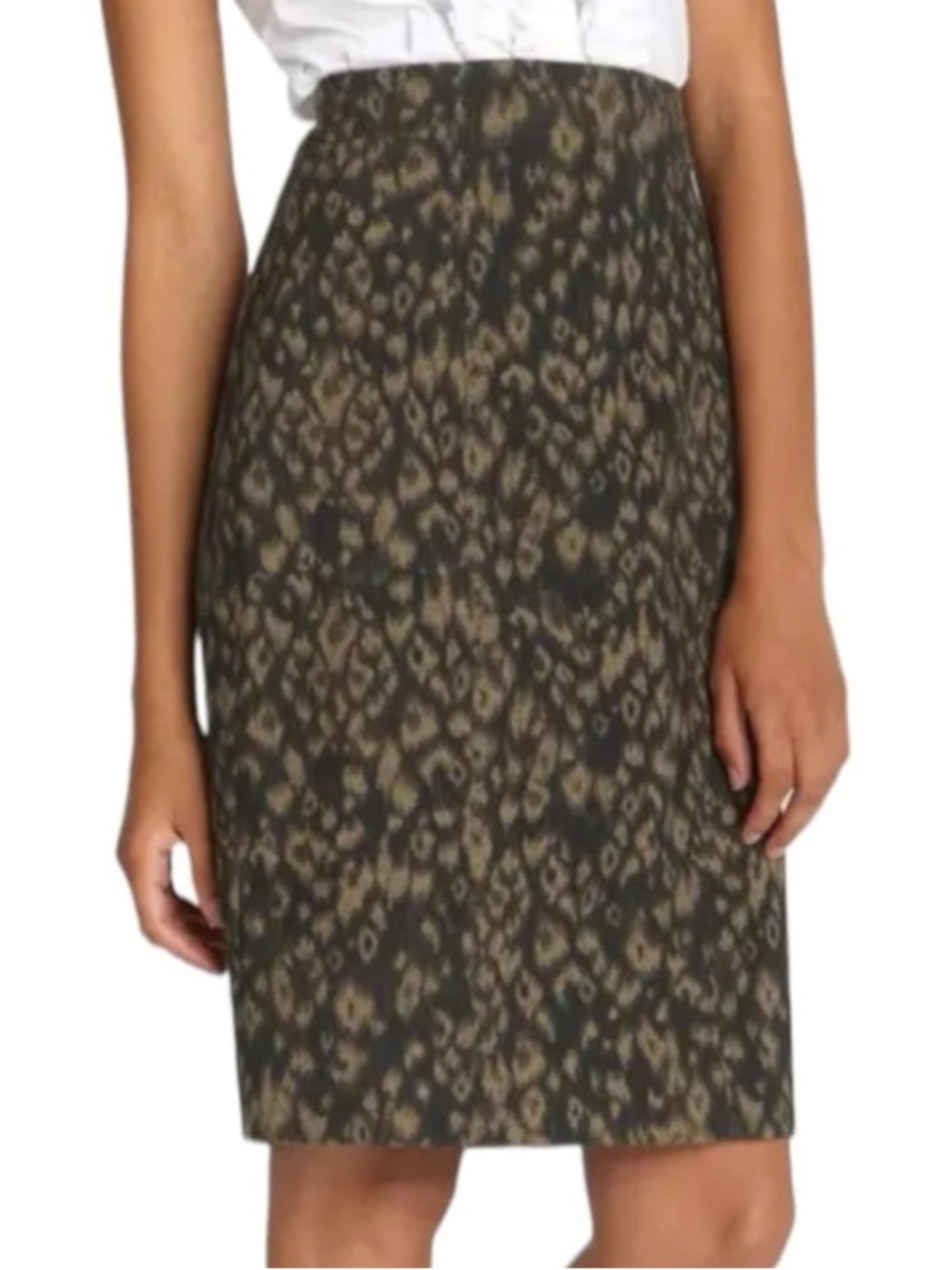 T TAHARI Petites Isla Business Casual Knee Length Animal Print Pencil Skirt 12P